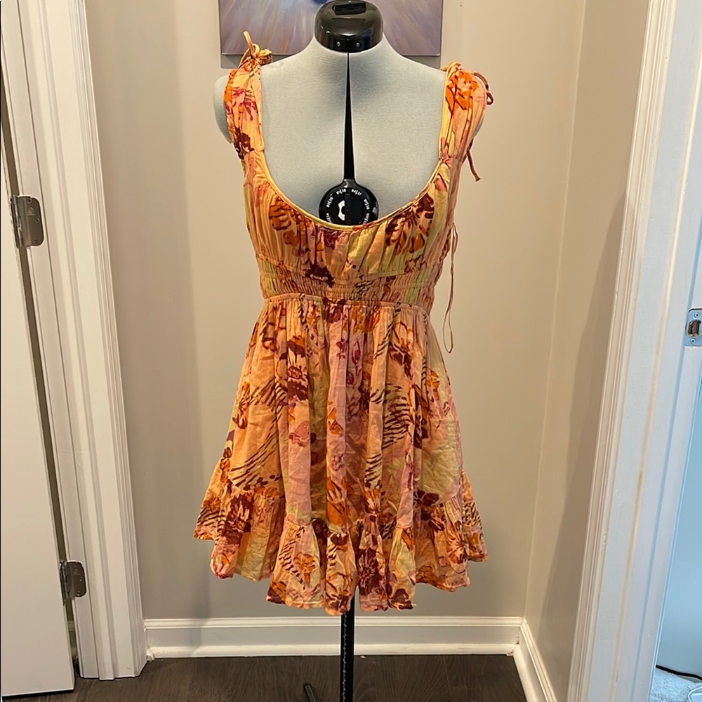 Free People Vernon Orange and Yellow Sundress